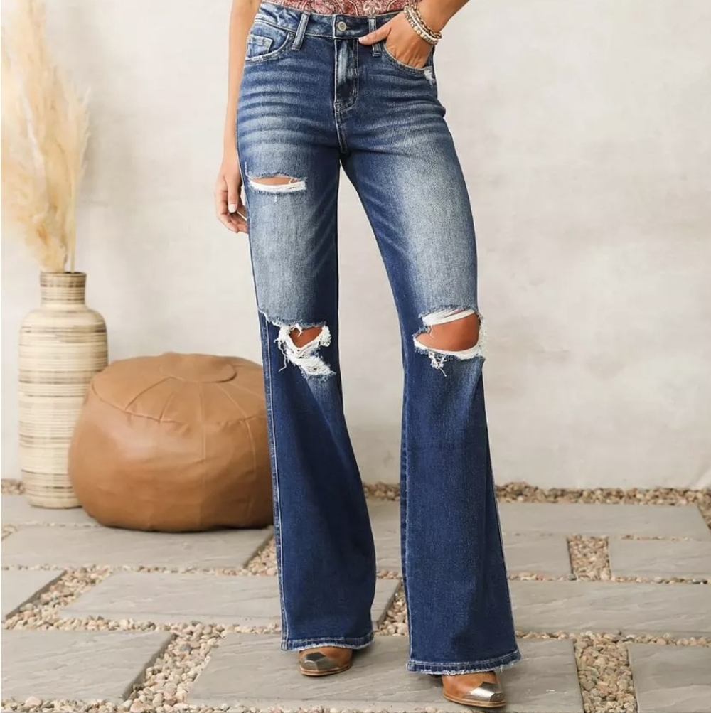 FLYING MONKEY High Rise Wide Leg stretch jeans BY4196R The Buckle sz 25x32.5L
